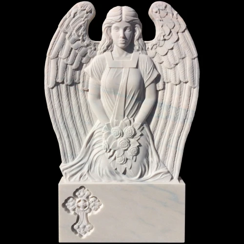 Monument funerar din marmura, cu inger, model MAR-601