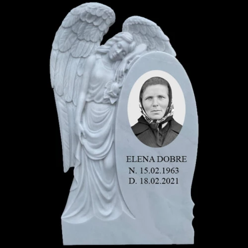 Monument funerar din marmura cu inger, model MAR-1455