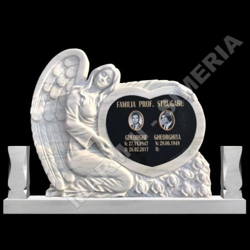Monument funerar din marmura cu ingerisi inima, model MAR-72