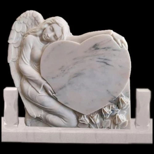 Monument funerar din marmura, cu inger si inima, model MAR-303