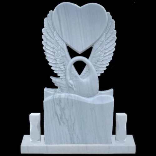 Monument funerar din marmura, cu lebada si inima, model MAR-90