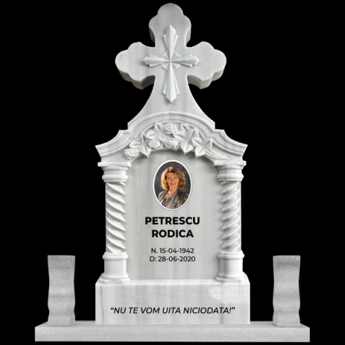 monument funerar marmura alb cu vene gri