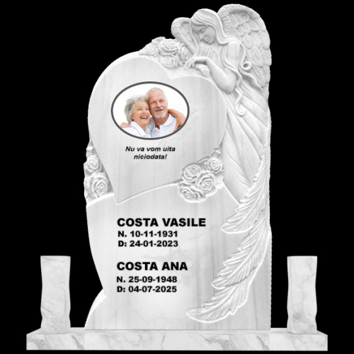 Cruce din marmura alba cu venatura gri sau roz eleganta un monument funerar deosebit cu inger sau flori sculptate se poate accesoriza cu poza din ceramica sau gravura portret pe granit negru un monument funerar la reducere