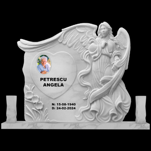 Cruce din marmura alba cu venatura gri sau roz eleganta un monument funerar deosebit cu inger sau flori sculptate se poate accesoriza cu poza din ceramica sau gravura portret pe granit negru un monument funerar la reducere